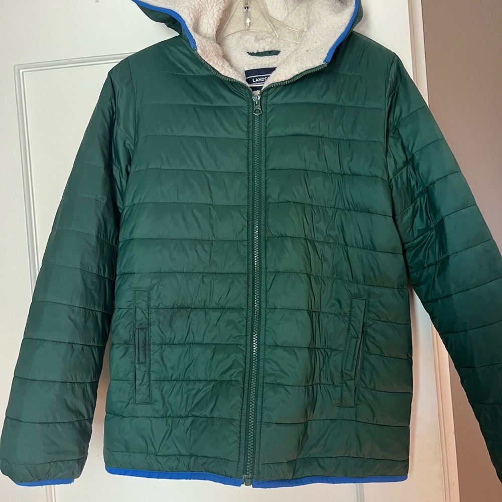 Lands' End Kids Forest Green Puffer Coat